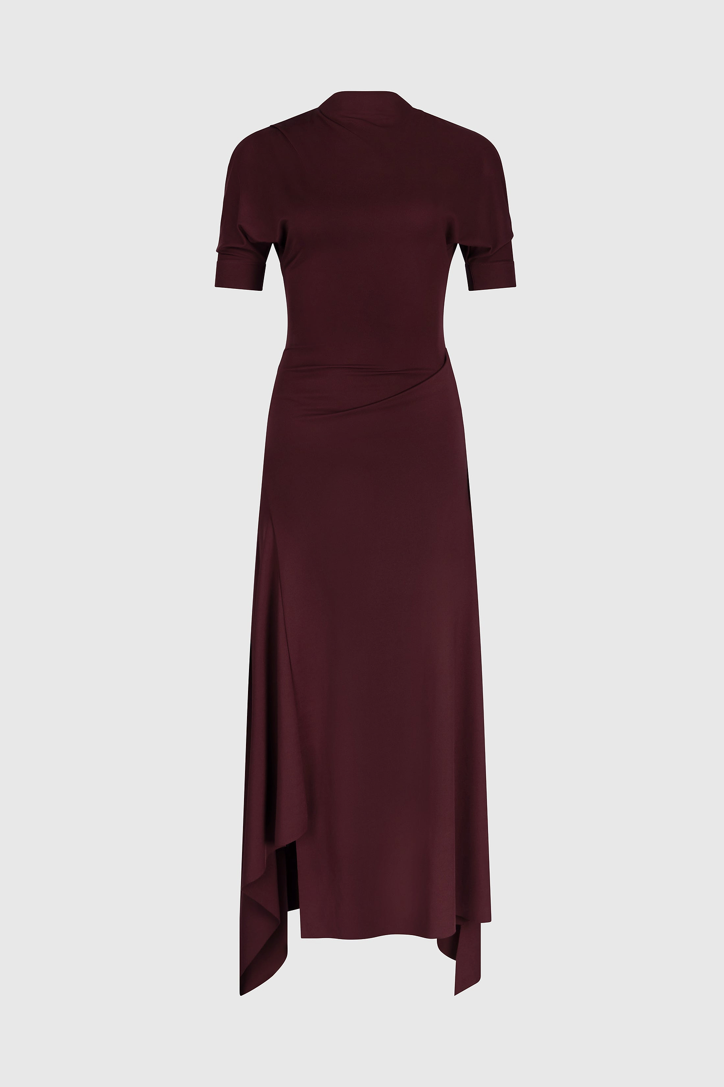 Short Sleeve Midi Dress In Burgundy