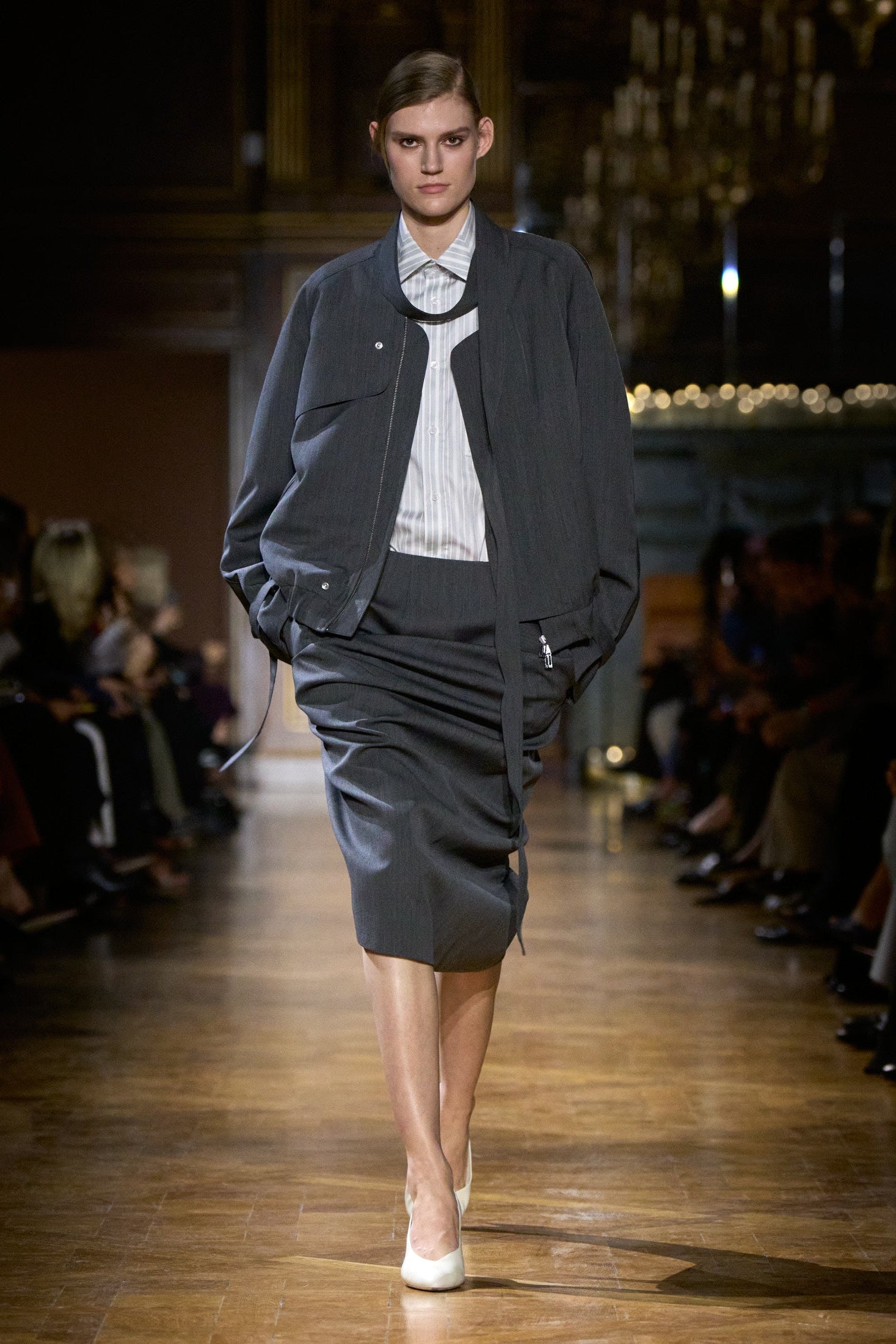 Asymmetric Skirt In Dark Grey Melange