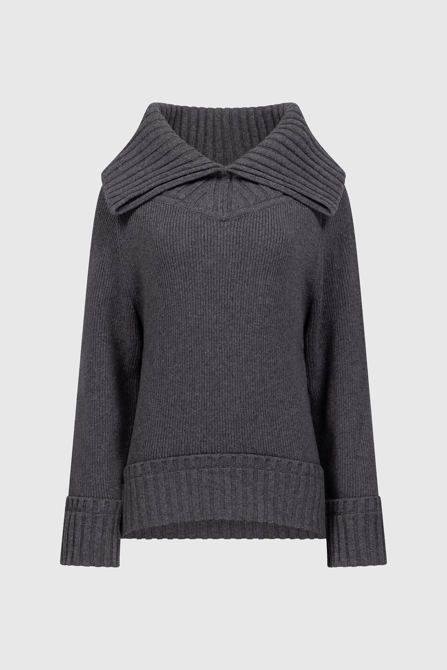 Wide Collar Jumper In Dark Grey