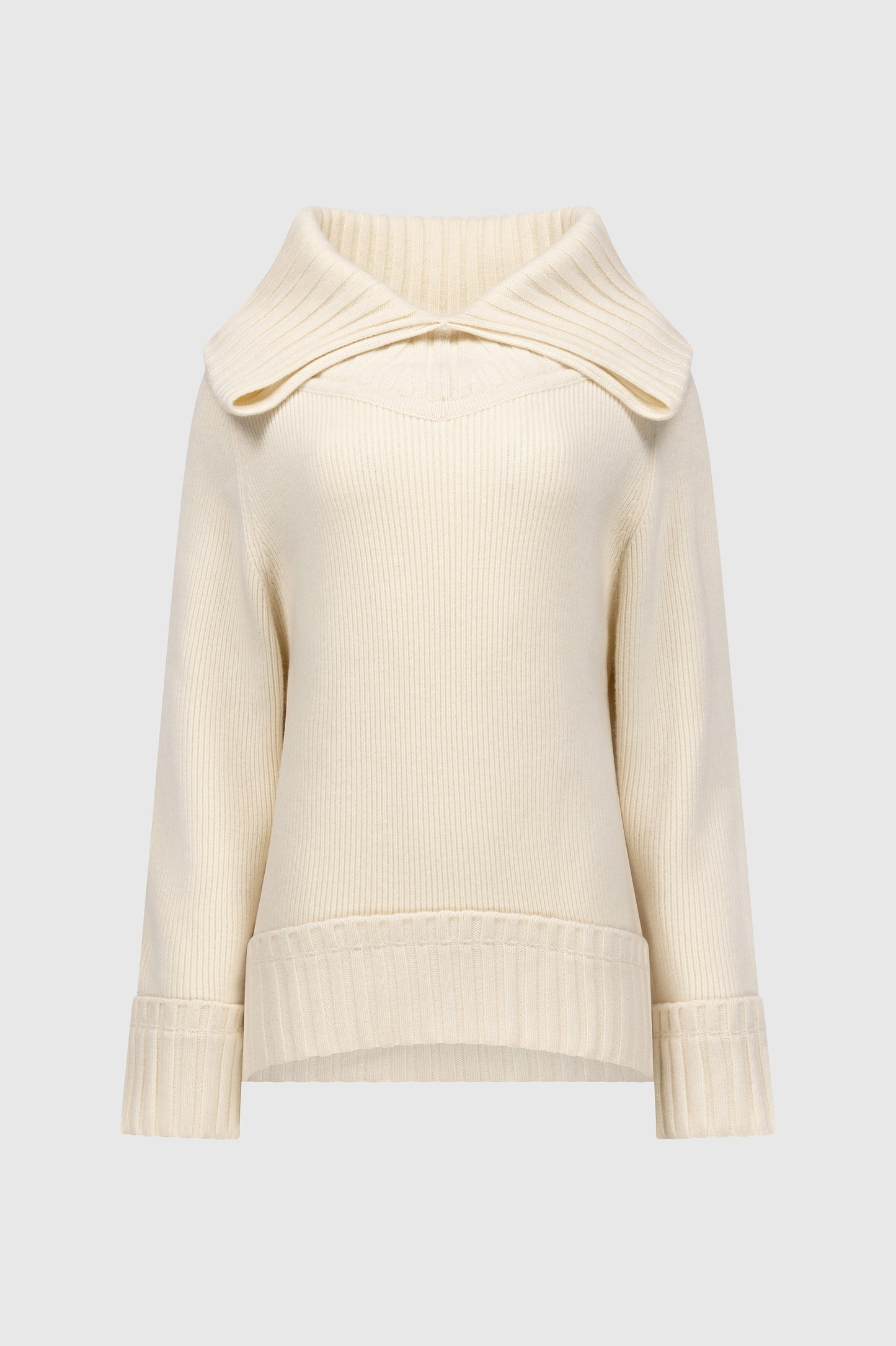 Wide Collar Jumper In Ivory