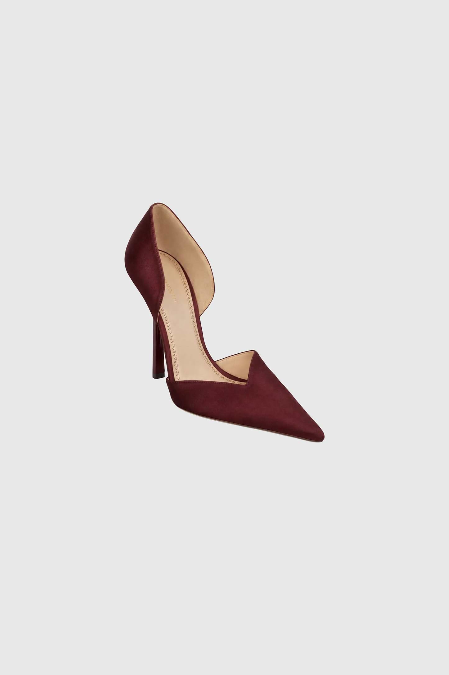 Victoria Angle D'Orsay Pump 115 Burgundy Satin