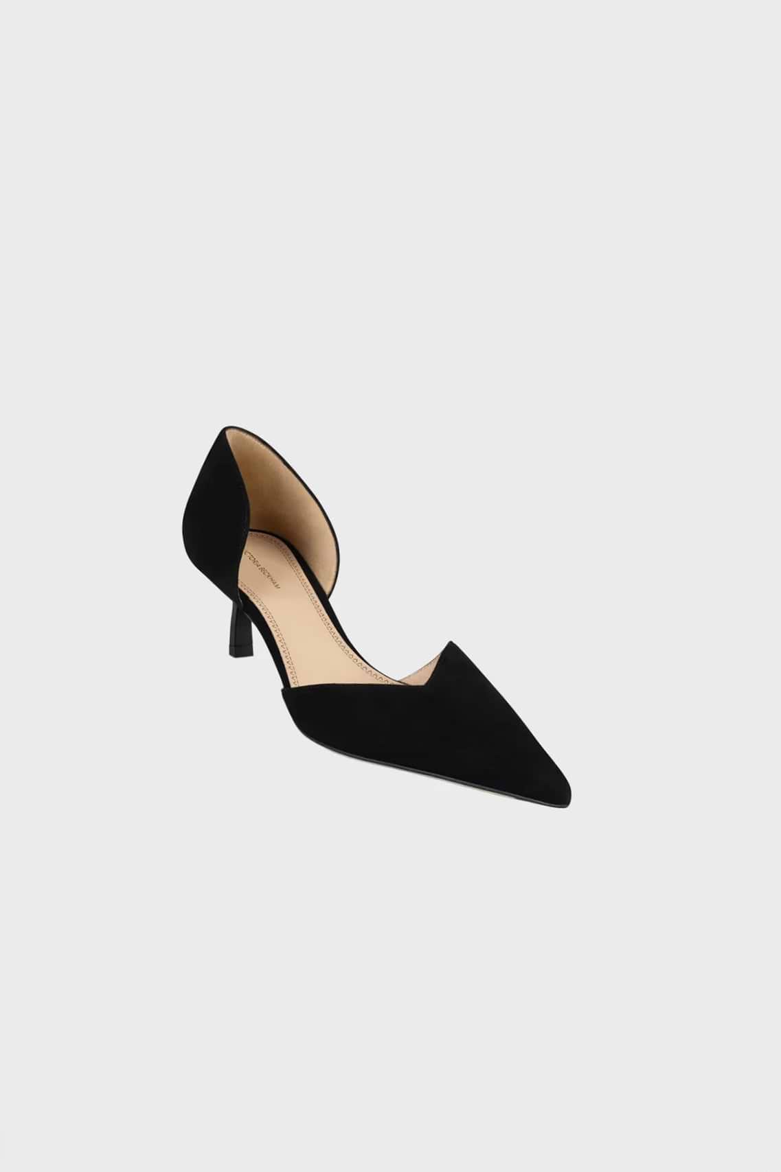 Victoria Angle D'Orsay Pump 55 Black Suede