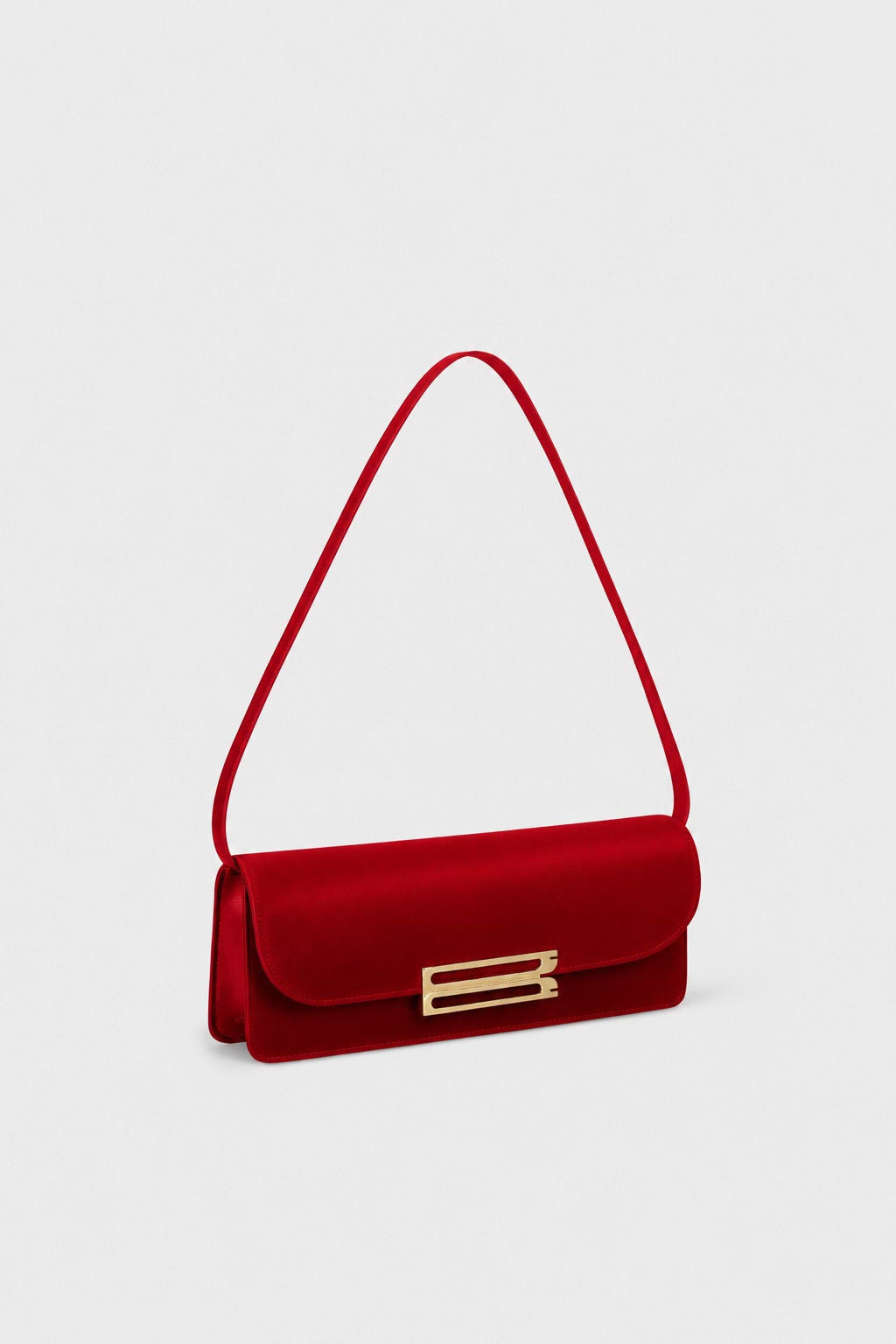 Dorian East-West Clutch Cherry Red Satin