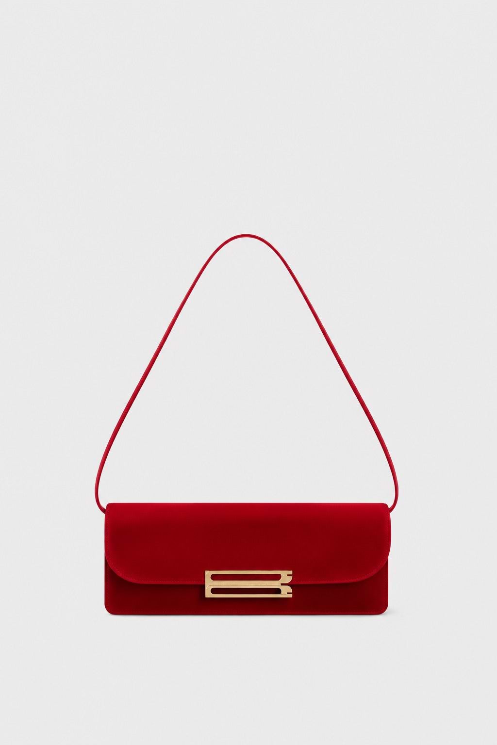 Dorian East-West Clutch Cherry Red Satin
