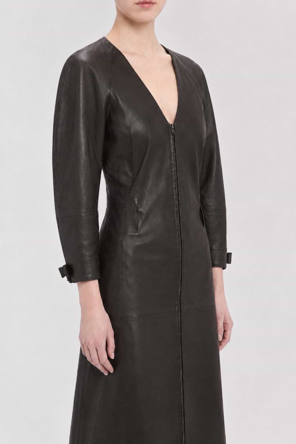 Dolman Leather Dress In Dark Brown