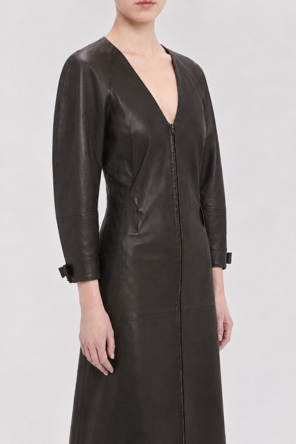 black leather dress with sleeves Dolman Midi In – Victoria Beckham long sleeve leather dress