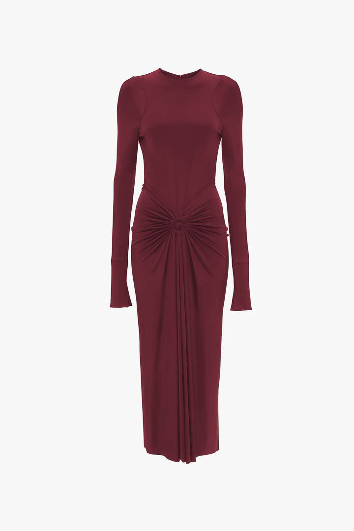 Frances Midi Dress In Burgundy