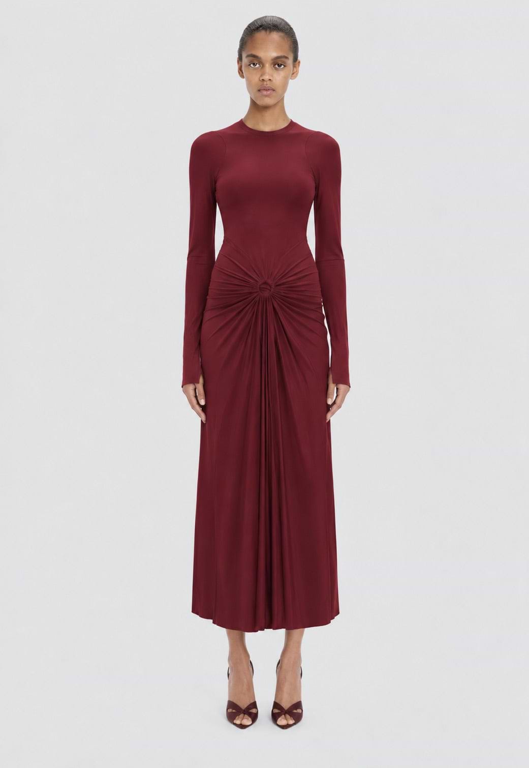 Frances Midi Dress In Burgundy