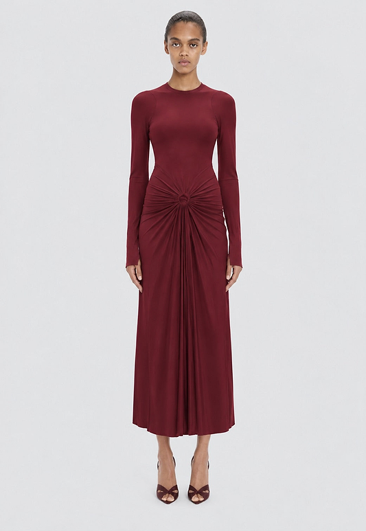 Frances Midi Dress In Burgundy