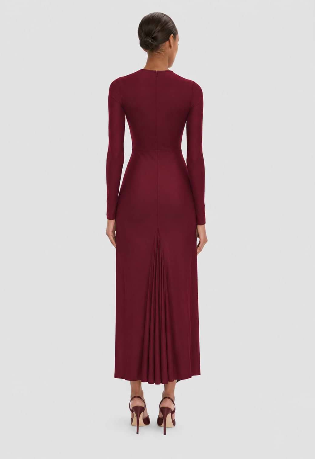 Frances Midi Dress In Burgundy