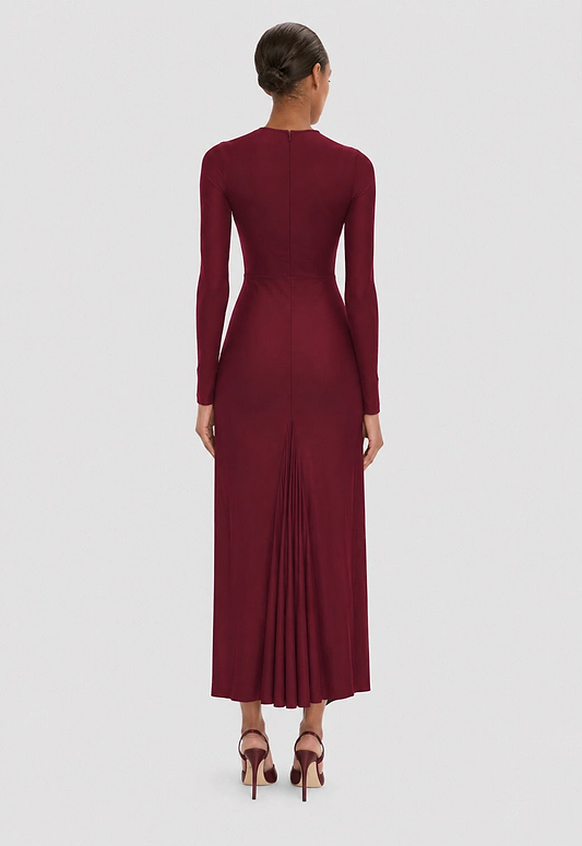 Frances Midi Dress In Burgundy