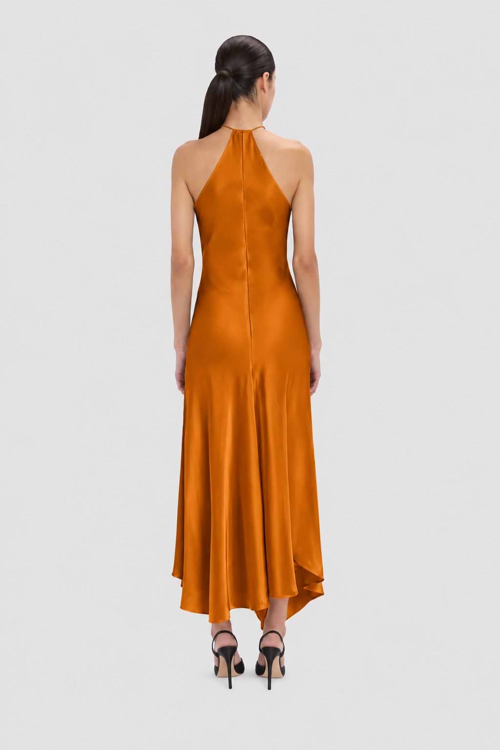 Halter Neck Midi Dress In Bronze