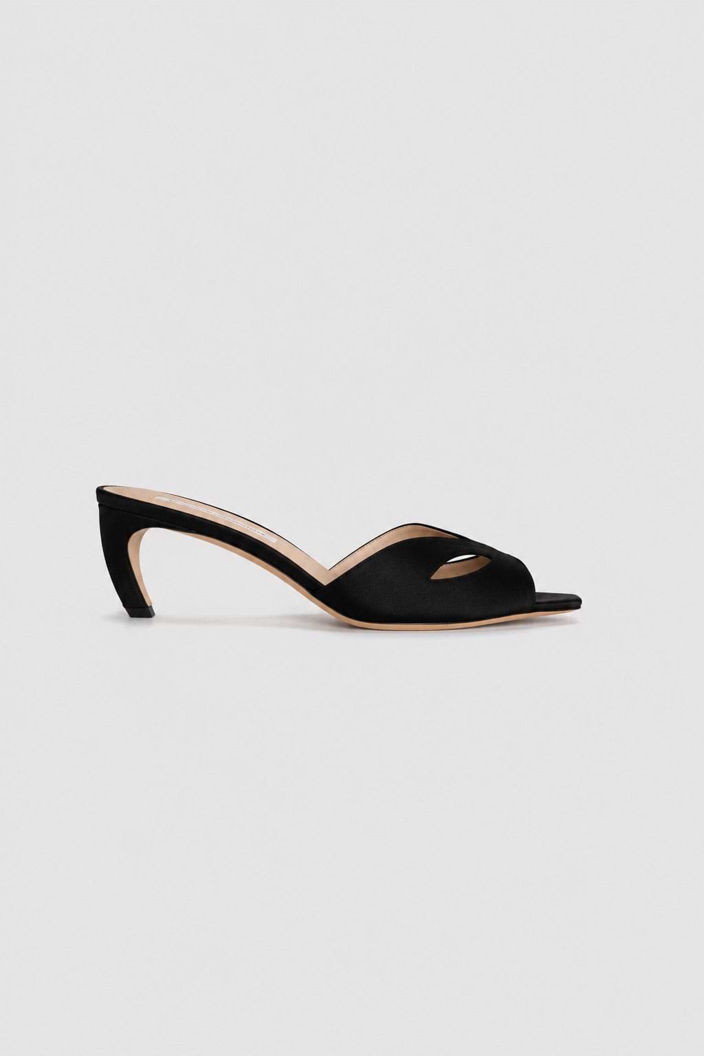 Harlow Mask Mule 55 Black Satin