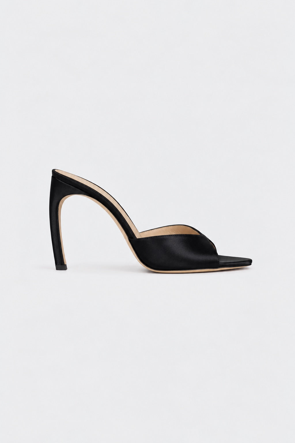 Harlow Open Toe Mule 100 Black Satin