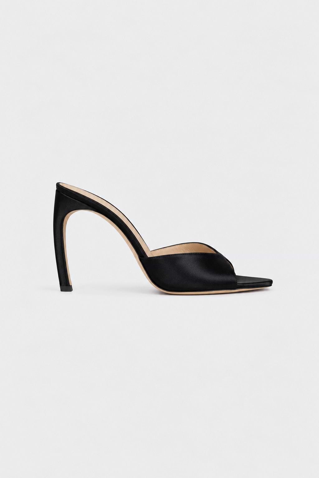 Harlow Open Toe Mule 100 Black Satin