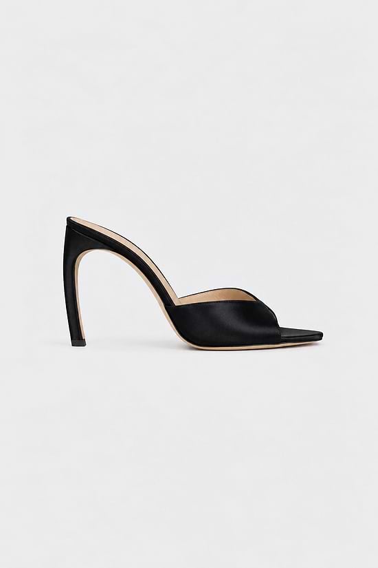 Harlow Open Toe Mule 100 Black Satin