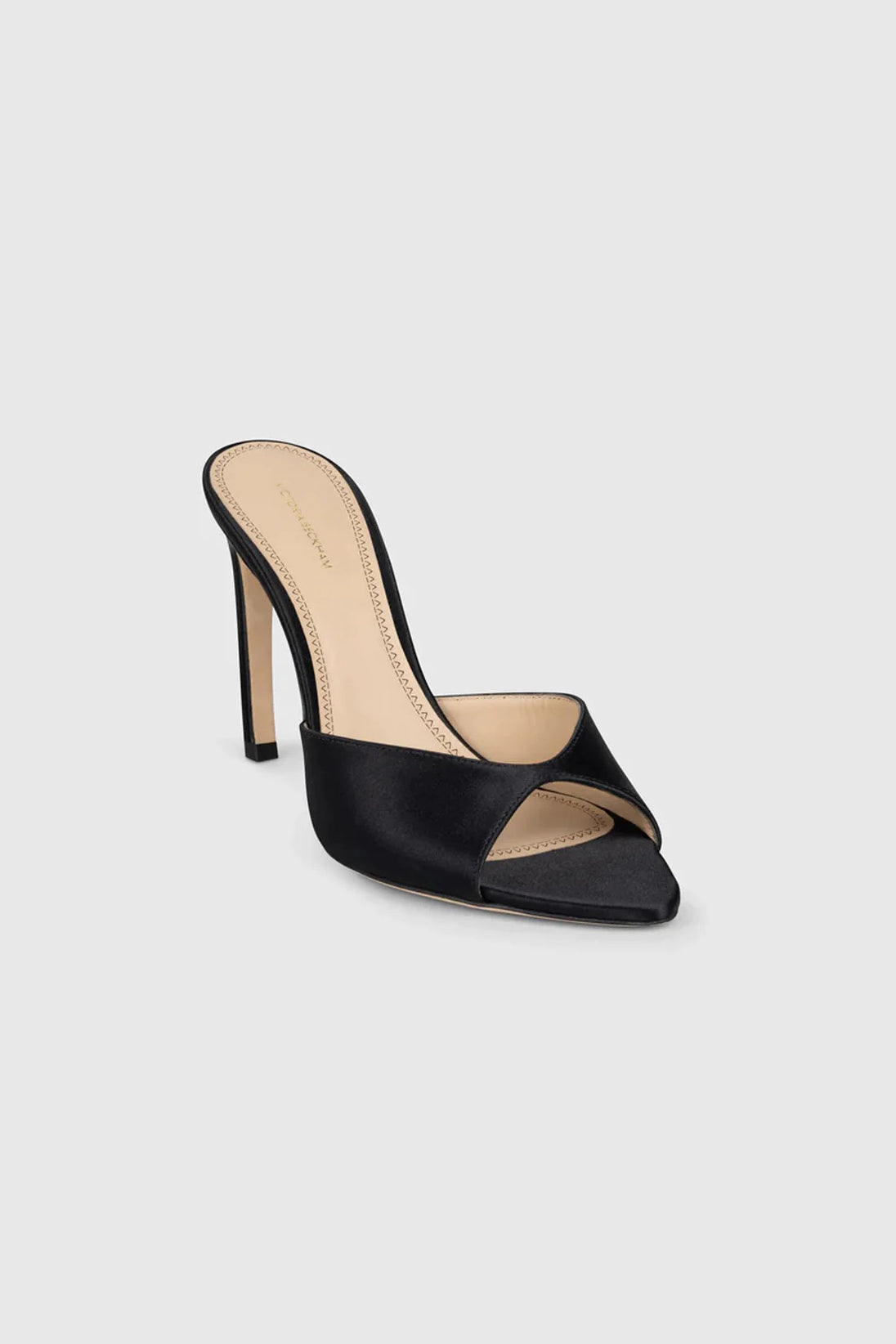 Harlow Open Toe Mule 100 Black Satin