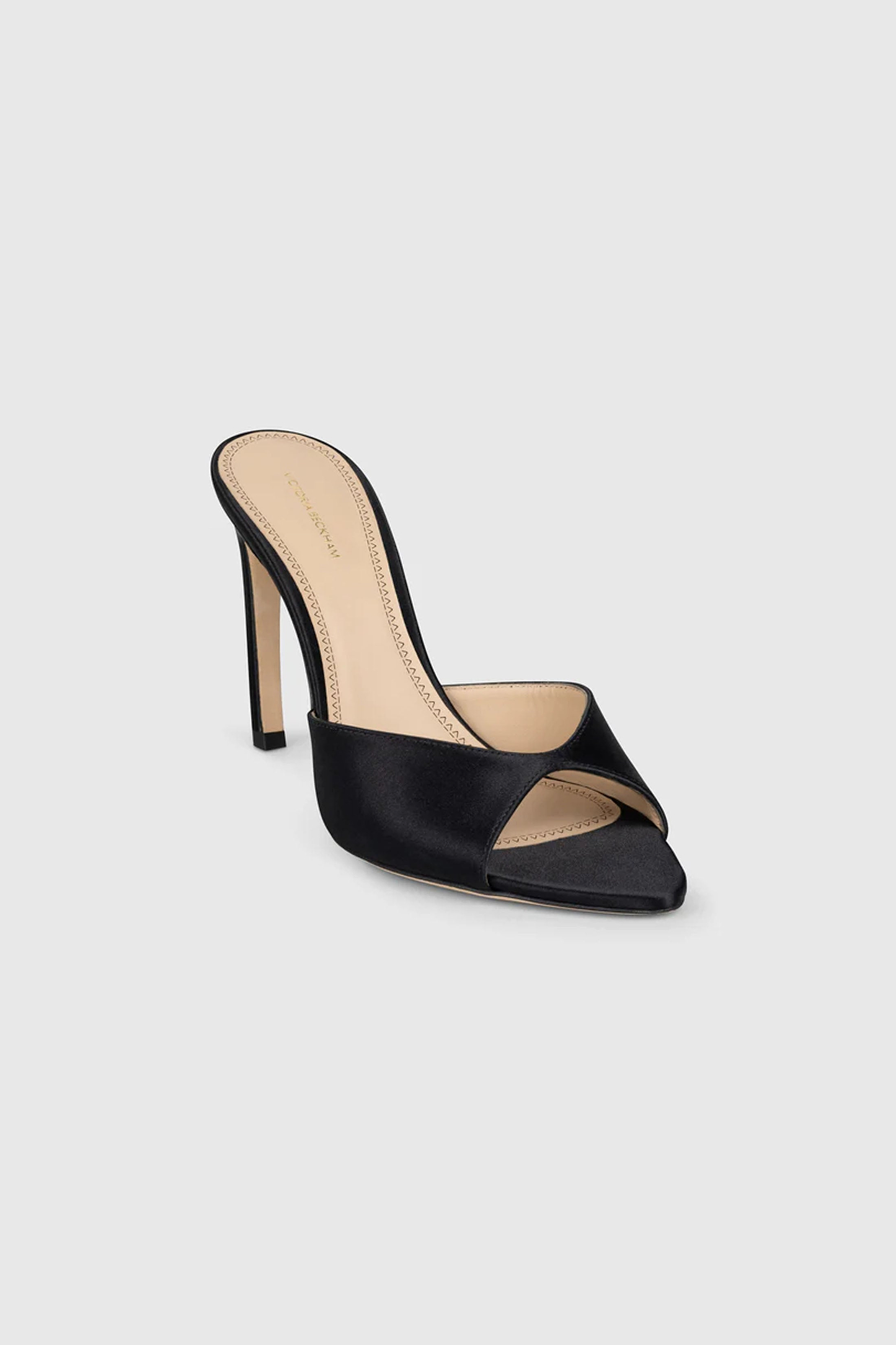 Harlow Open Toe Mule 100 Black Satin