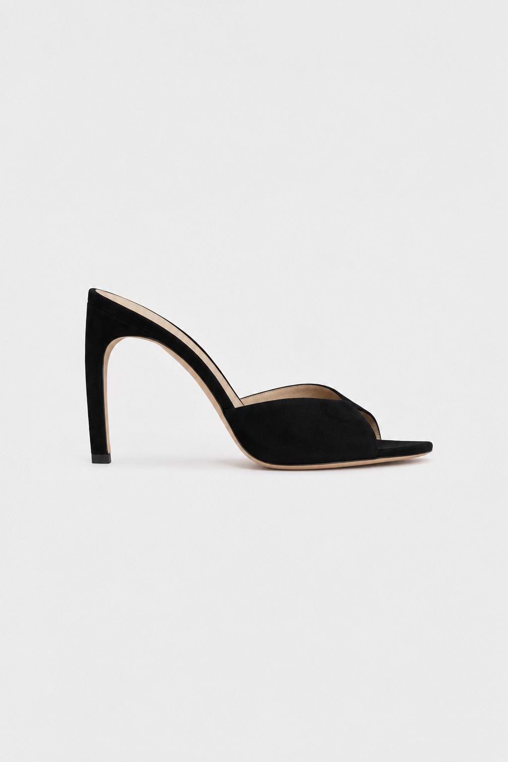 Harlow Open Toe Mule 100 Black Suede