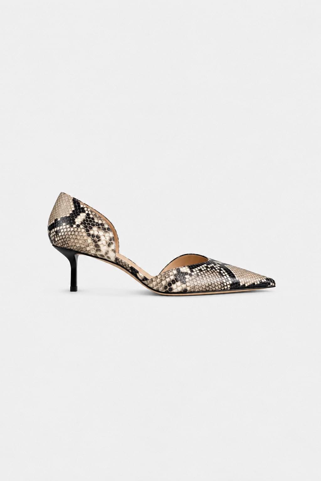 Victoria Angle D'Orsay Pump 55 Natural Brown Snake Print Leather