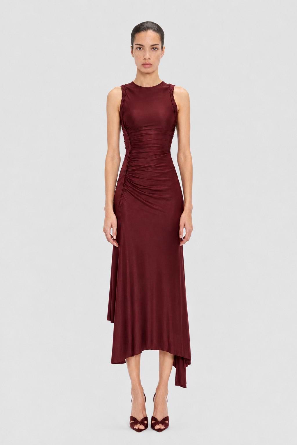 Sylvie Midi Dress In Burgundy