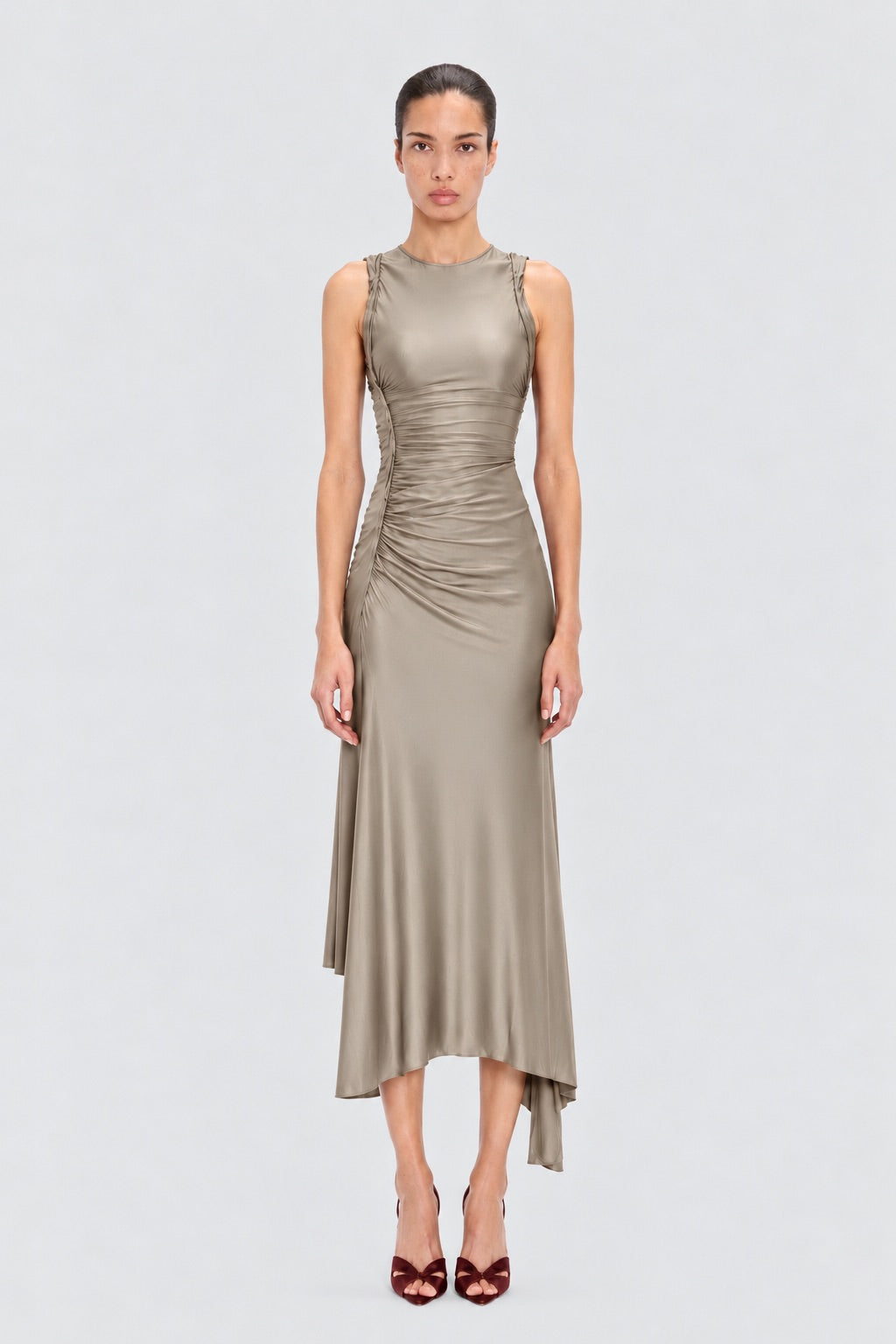 Sylvie Midi Dress In Light Grey