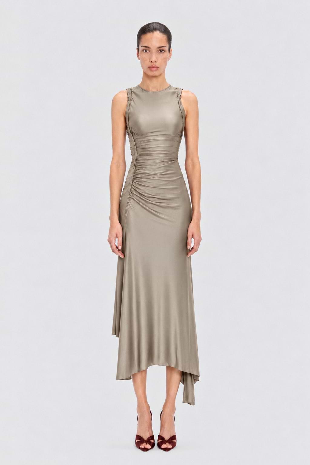 Sylvie Midi Dress In Light Grey
