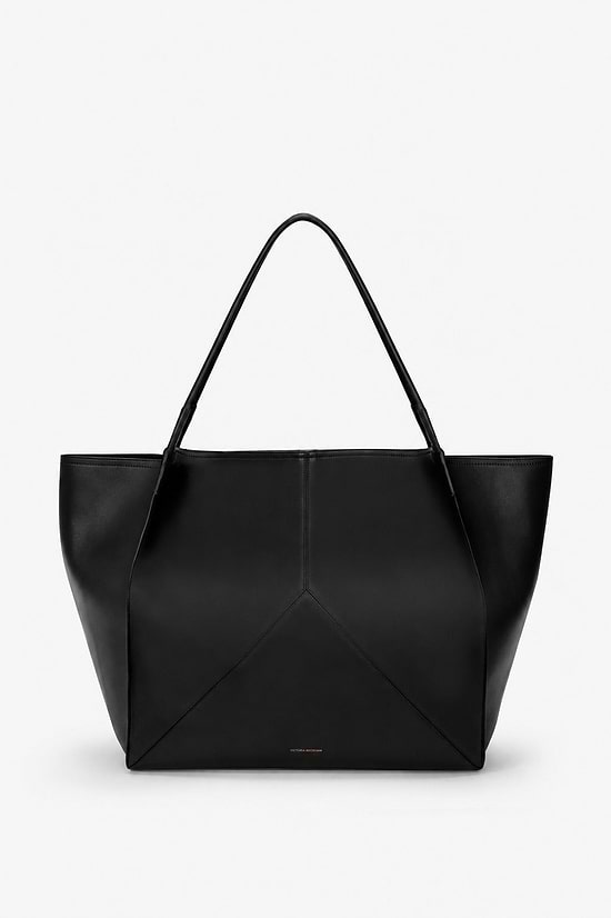 Victoria Travel Tote Black Soft Calf Leather