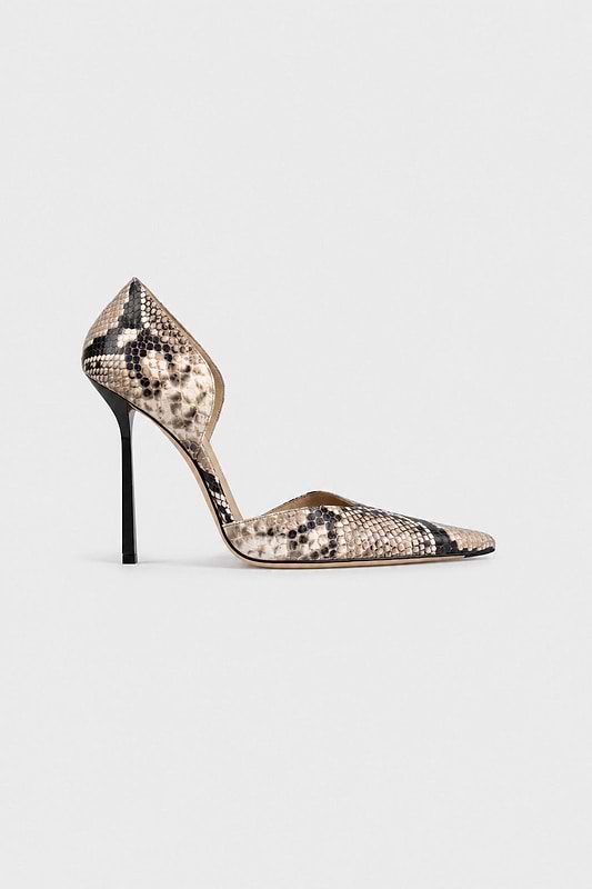 Victoria Angle D'Orsay Pump 115 Natural Brown Snake Print Leather