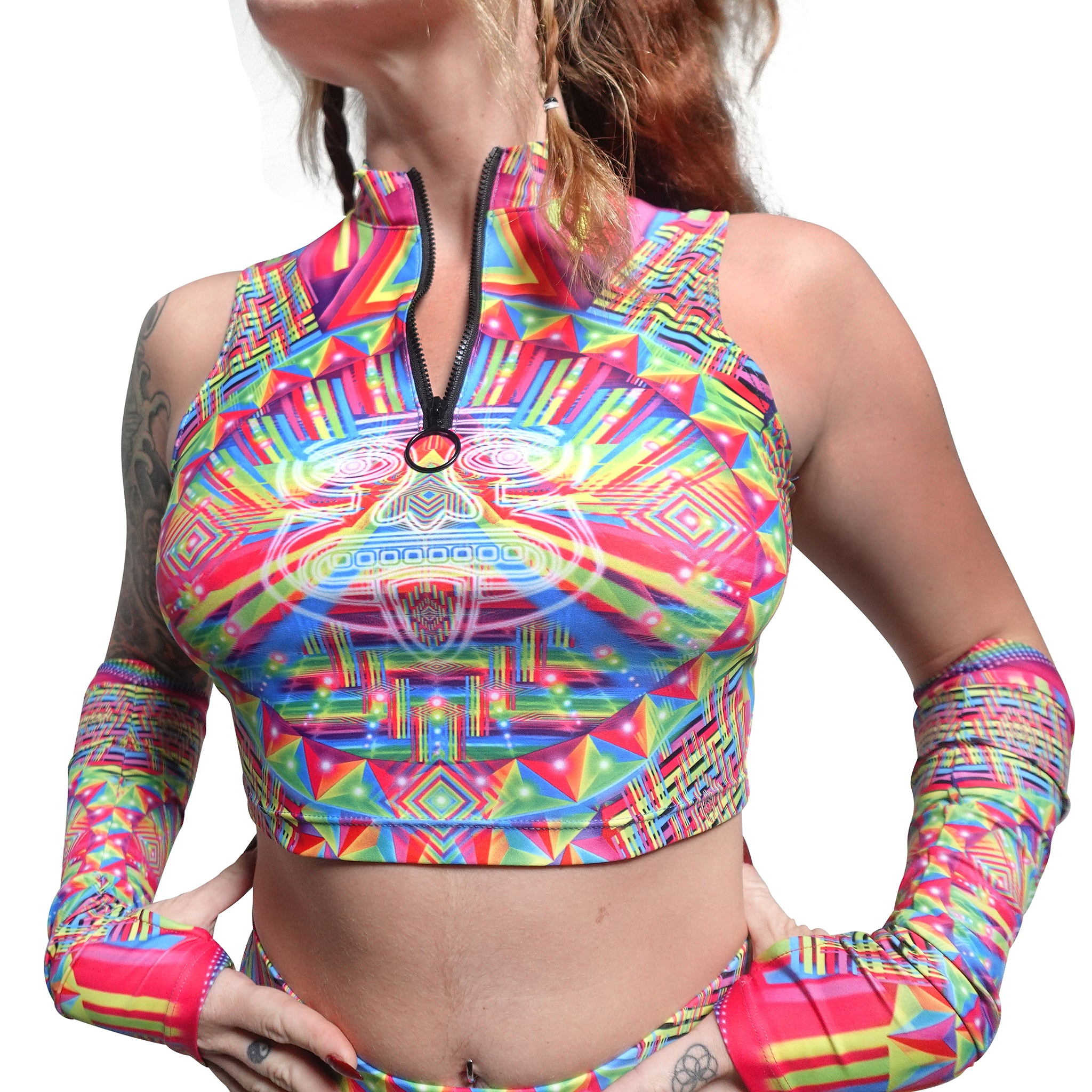 Psytech Half Zip Crop Top (wholesale)