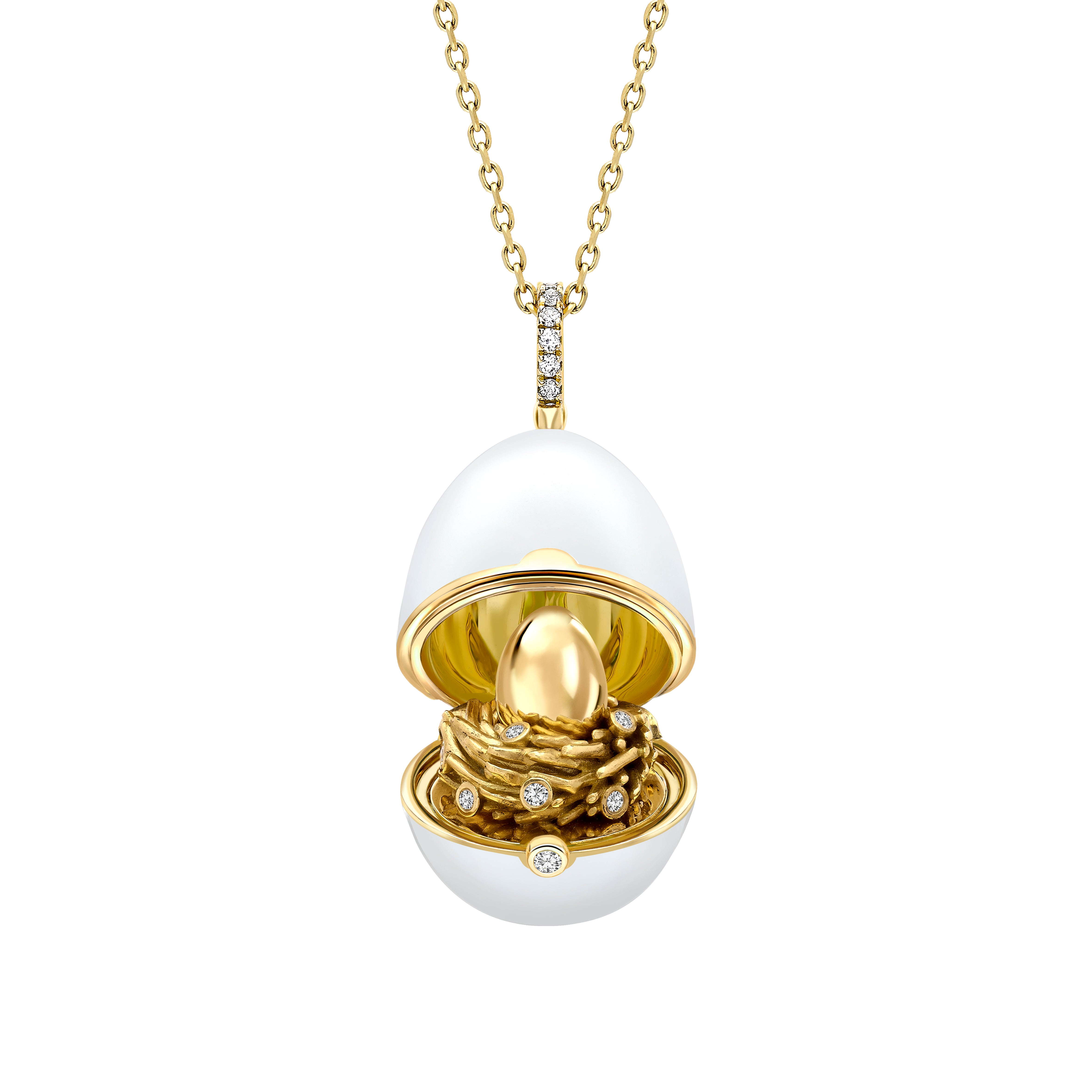 Enamel and Yellow Gold Nest Egg Locket