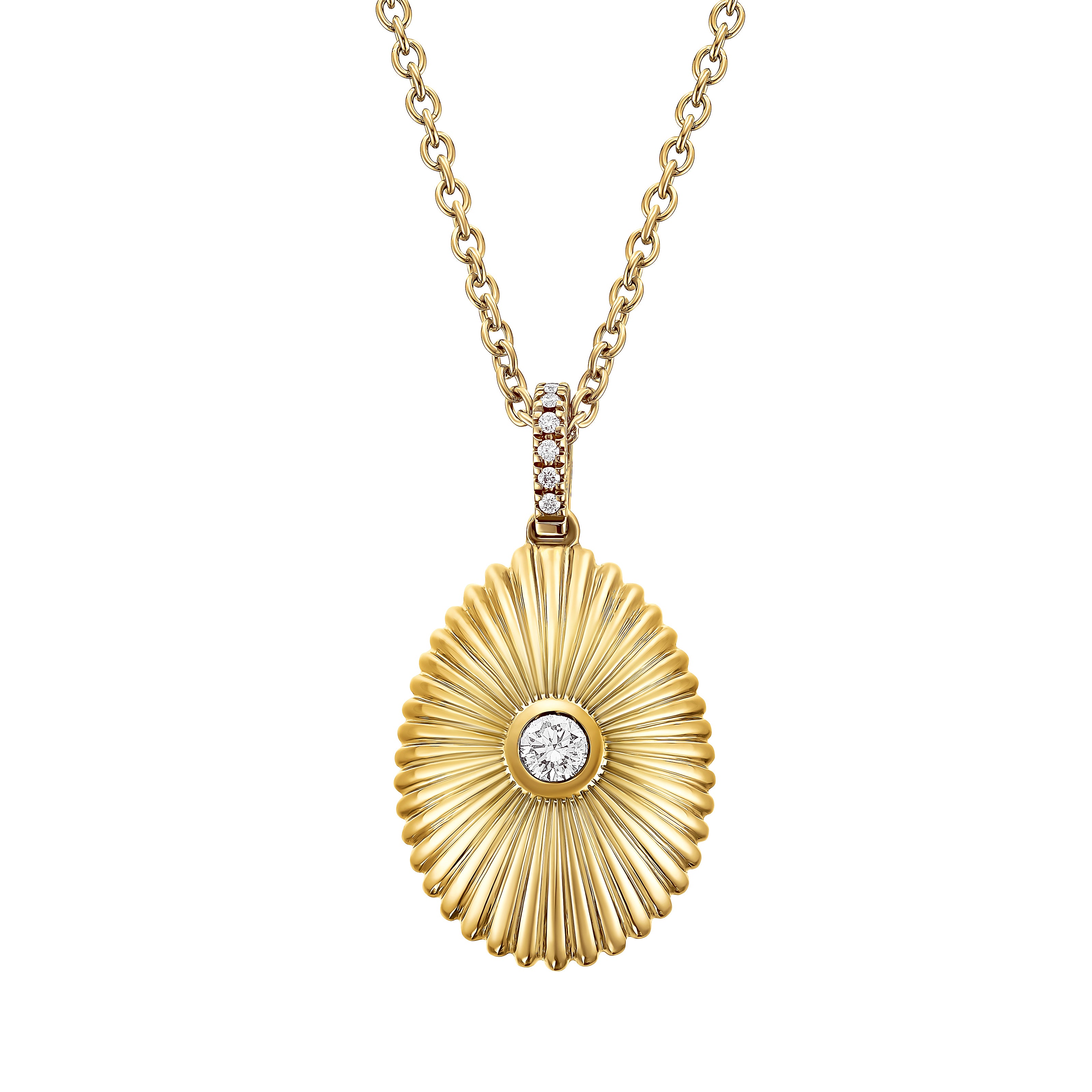 Colours Of Love Yellow Gold Mini Fluted Diamond Egg Pendant