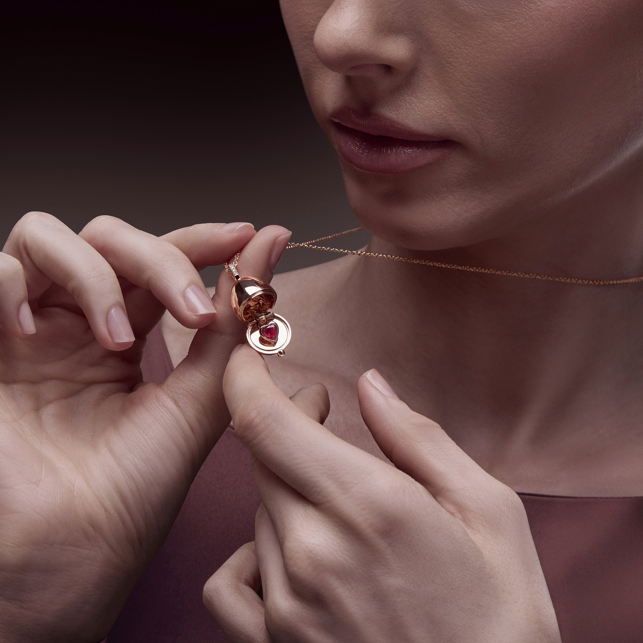 Fabergé Essence Rose Gold Heart Surprise Locket