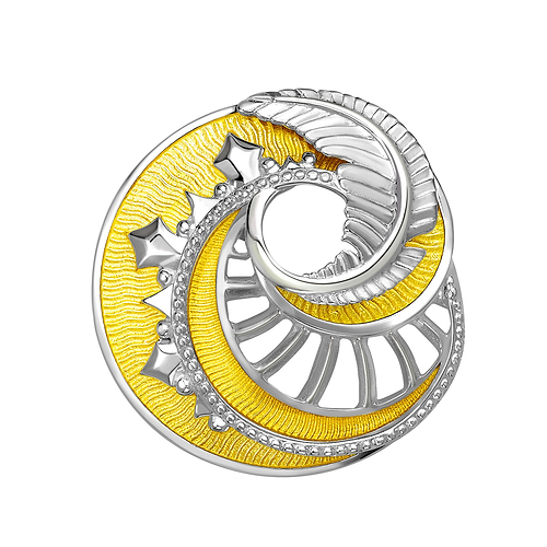 Fabergé Mystere brooch on a white background