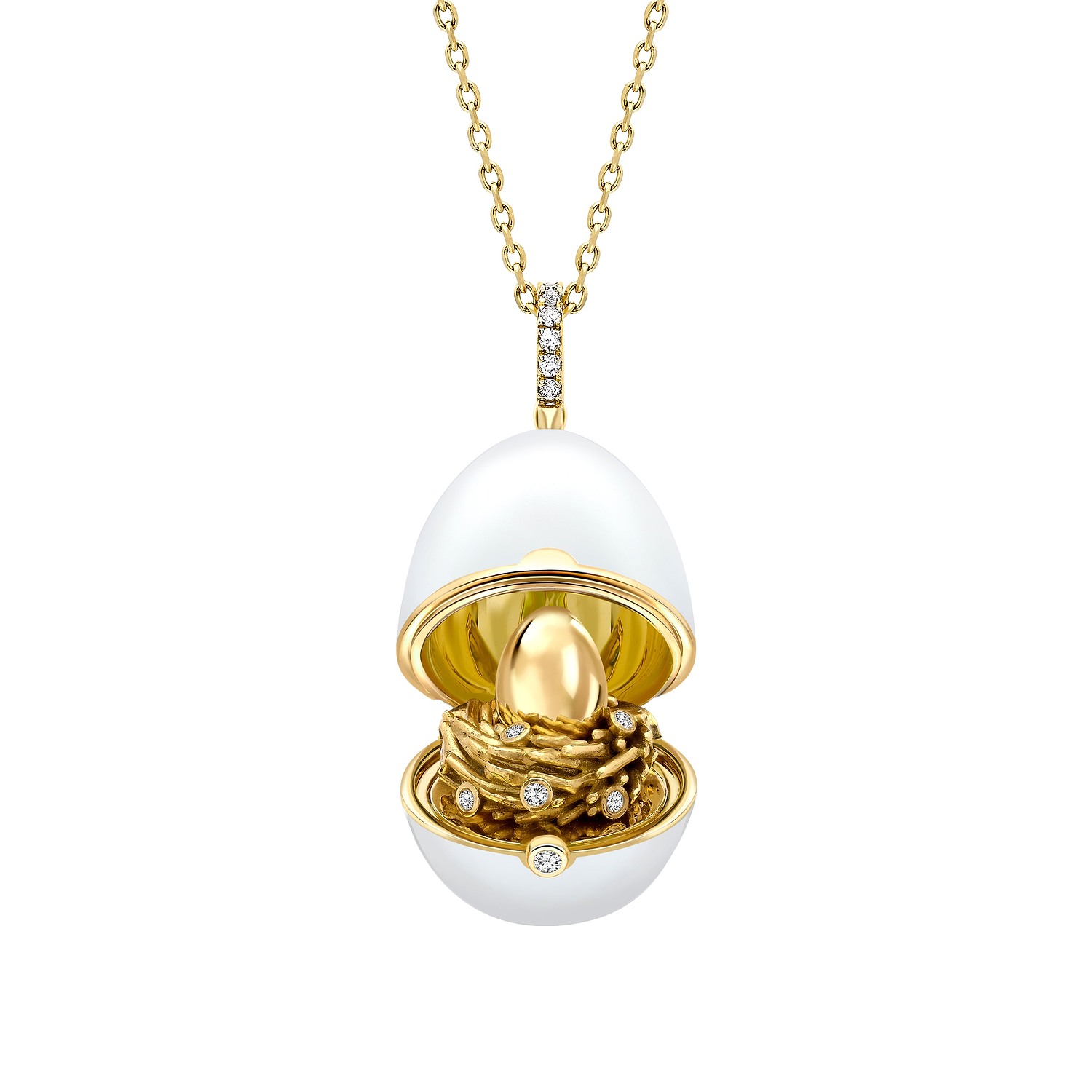 Enamel and Yellow Gold Nest Egg Locket