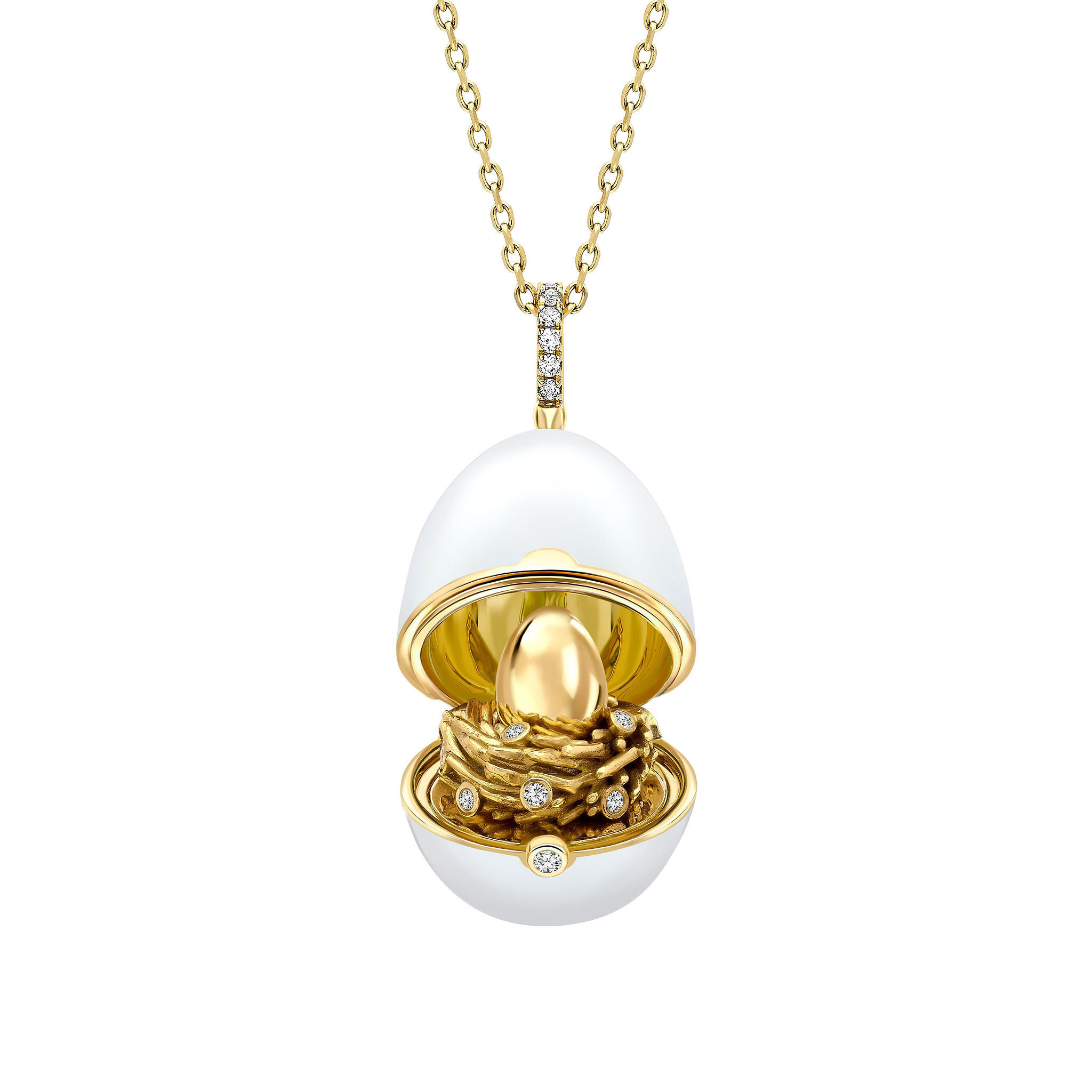 Enamel and Yellow Gold Nest Egg Locket
