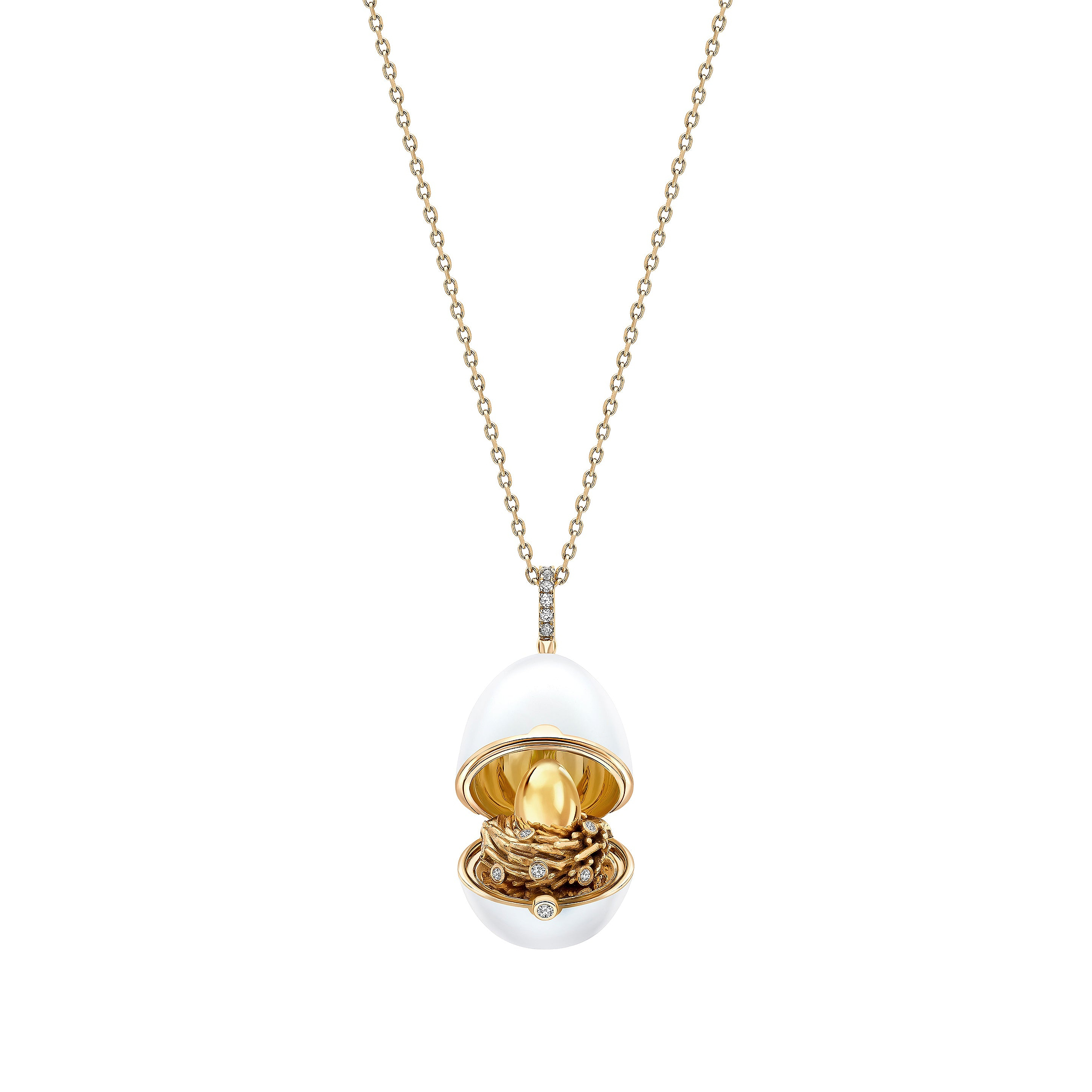 Enamel and Yellow Gold Nest Egg Locket