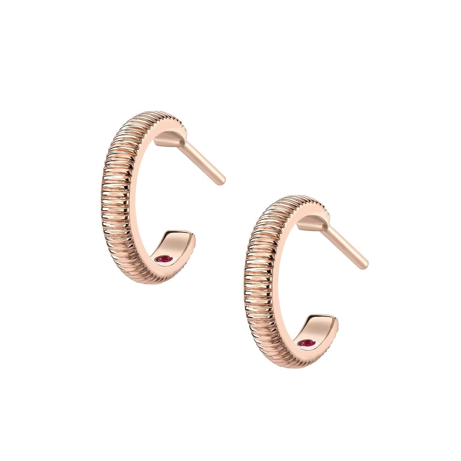 Rose Gold Fluted Hoop Earrings | Fabergé