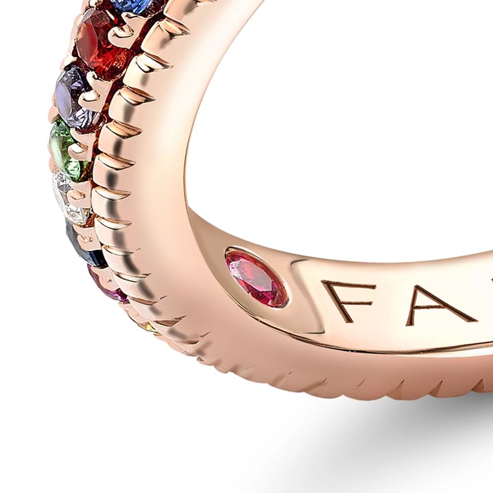 Rose Gold Multicoloured Gemstone Fluted Eternity Ring | Fabergé