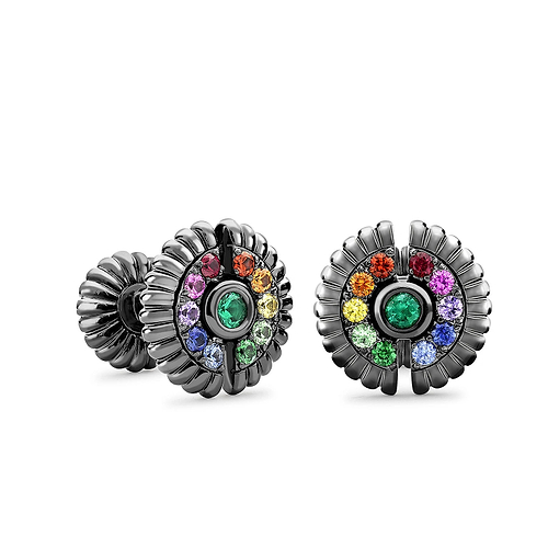 White Gold Black Rhodium Fluted Rainbow Cufflinks | Fabergé
