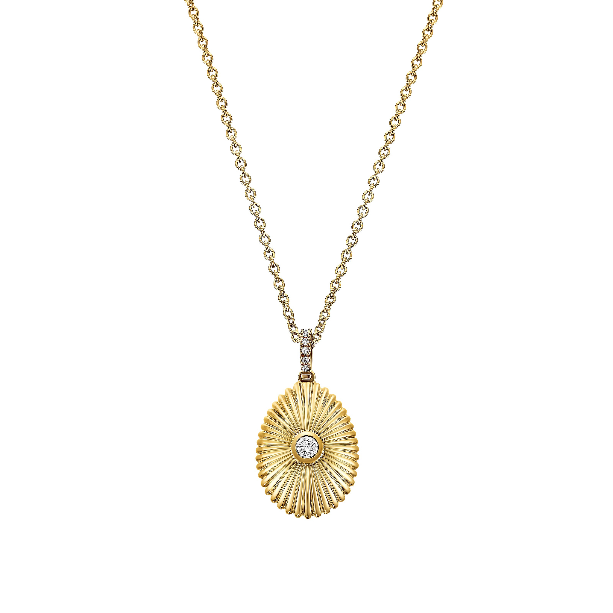 Colours Of Love Yellow Gold Mini Fluted Diamond Egg Pendant