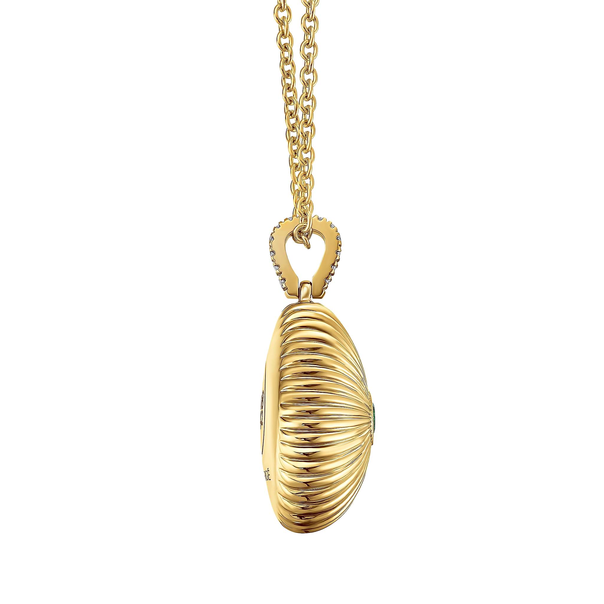 Colours Of Love Yellow Gold Mini Fluted Emerald Egg Pendant