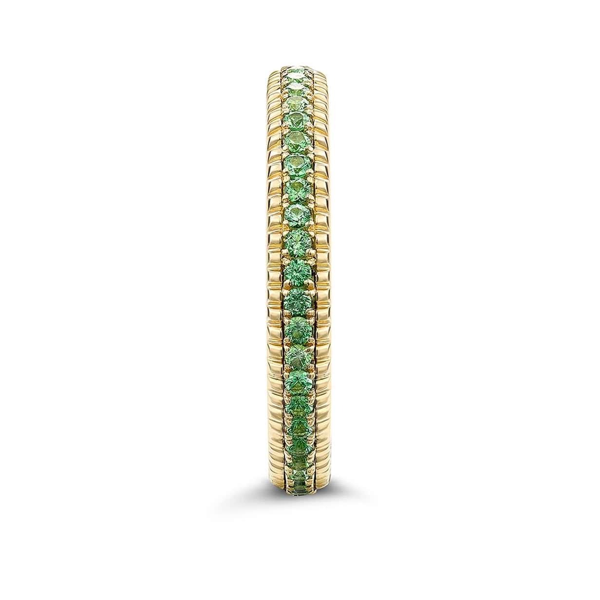 Yellow Gold Tsavorite Fluted Eternity Ring | Fabergé