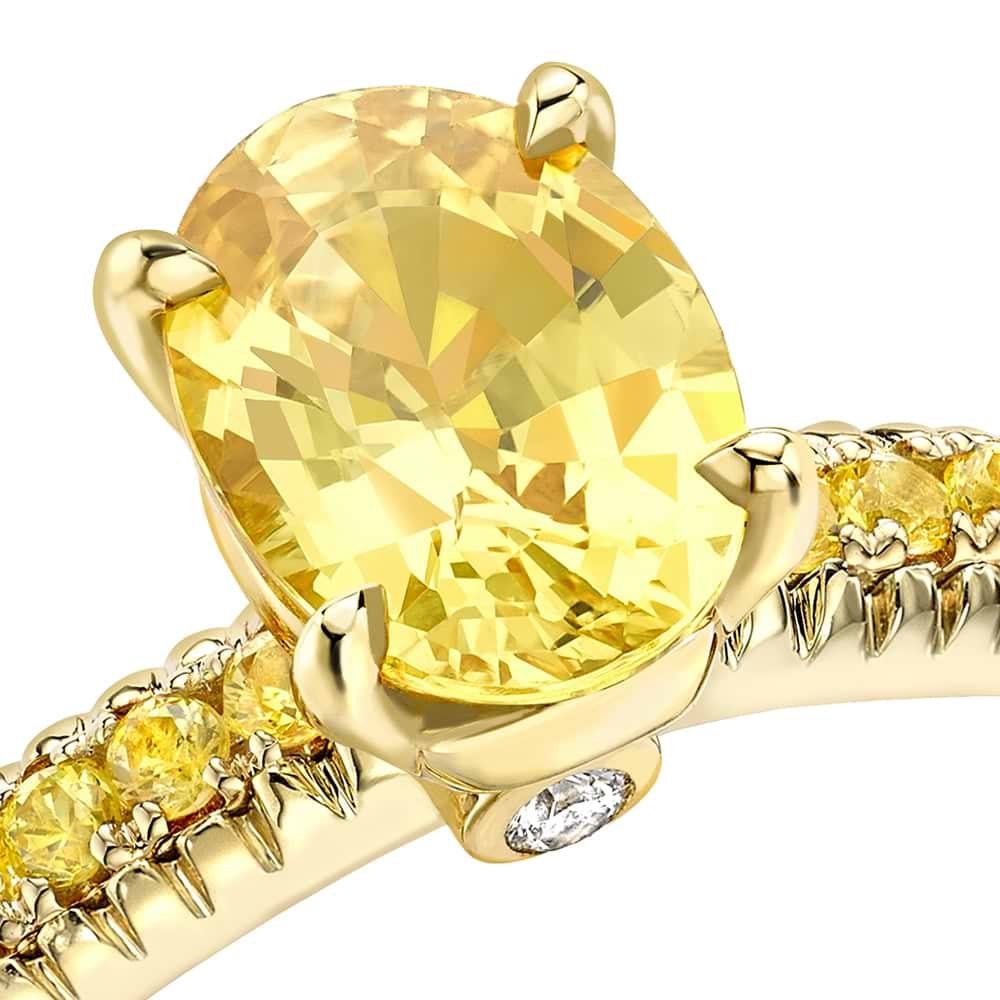 Yellow Gold Yellow Sapphire Fluted Ring with Yellow Sapphire Shoulders | Fabergé