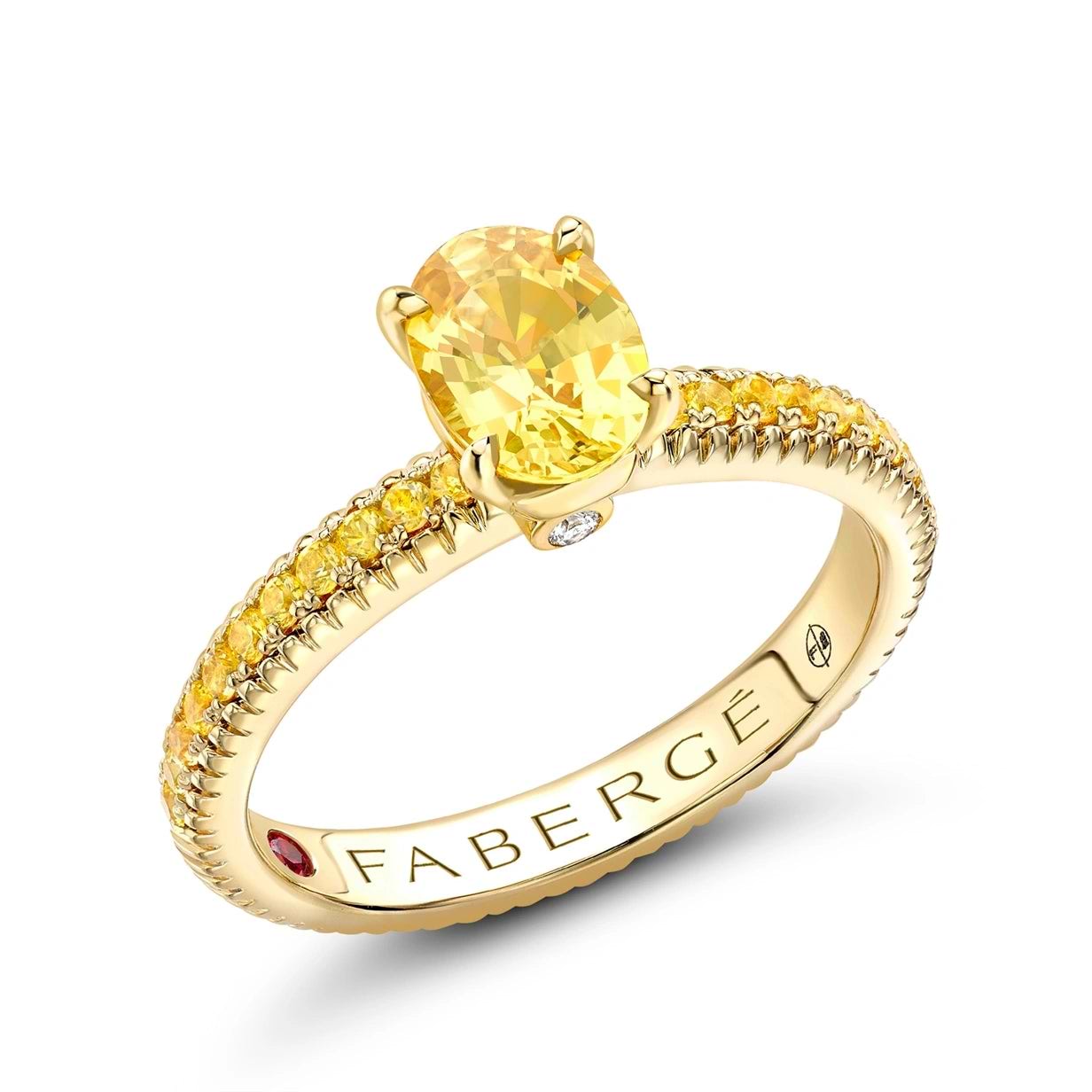 Colours of Love Yellow Gold Yellow Sapphire Fluted Ring with