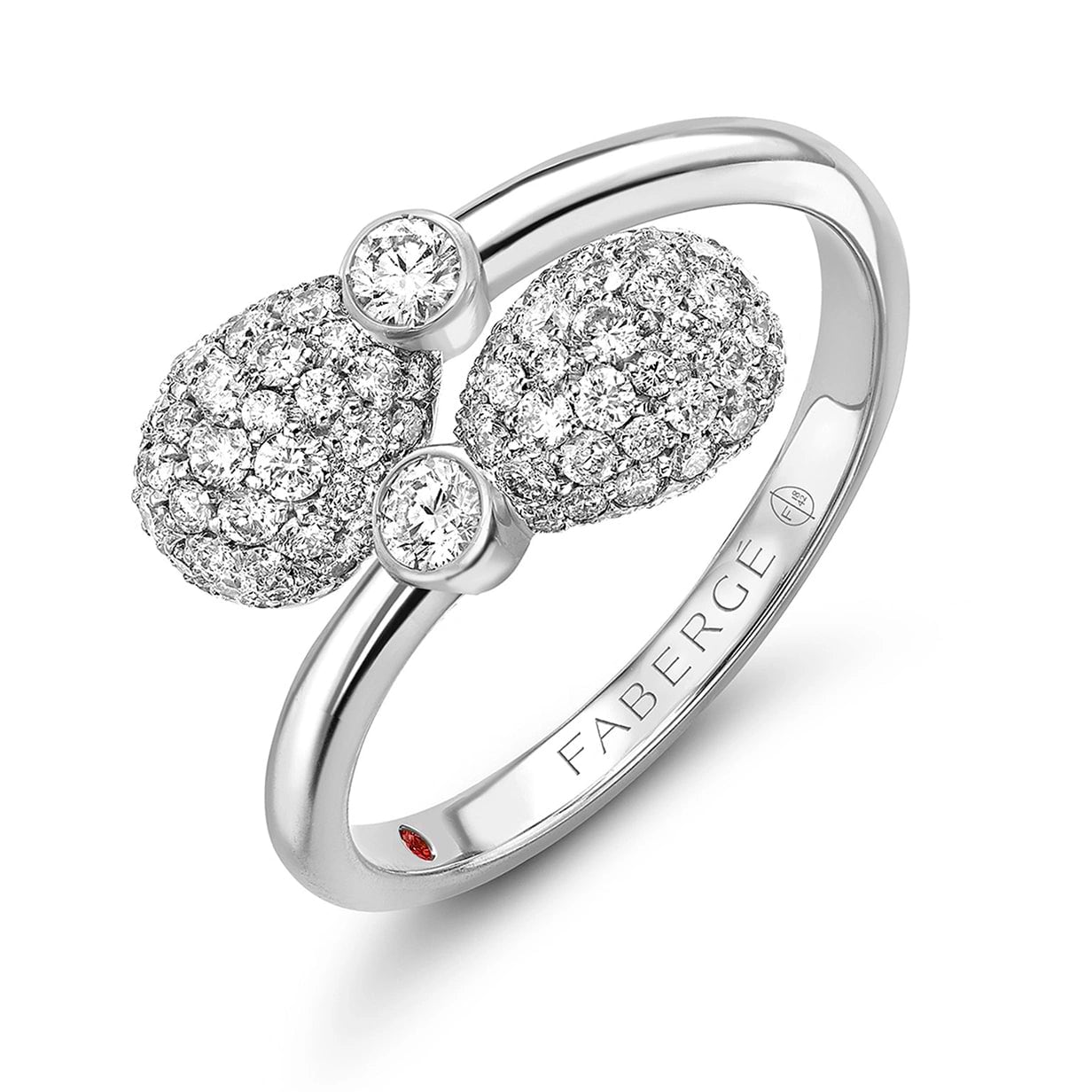 White Gold Diamond Crossover Ring | Fabergé