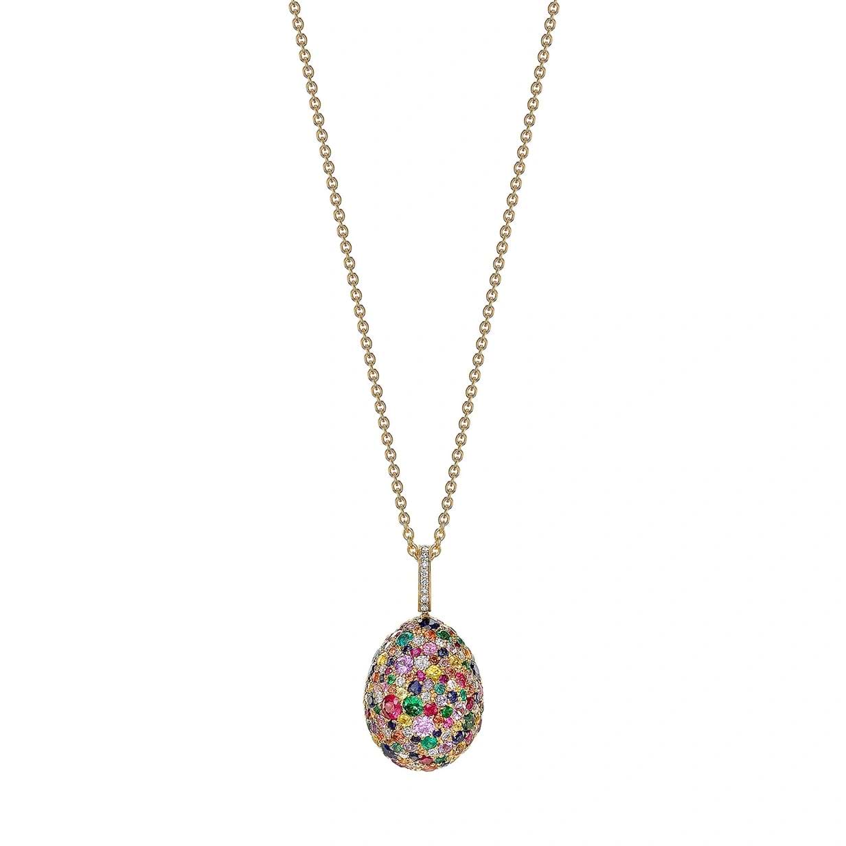 Yellow Gold Multicoloured Gemstone Egg Pendant | Fabergé