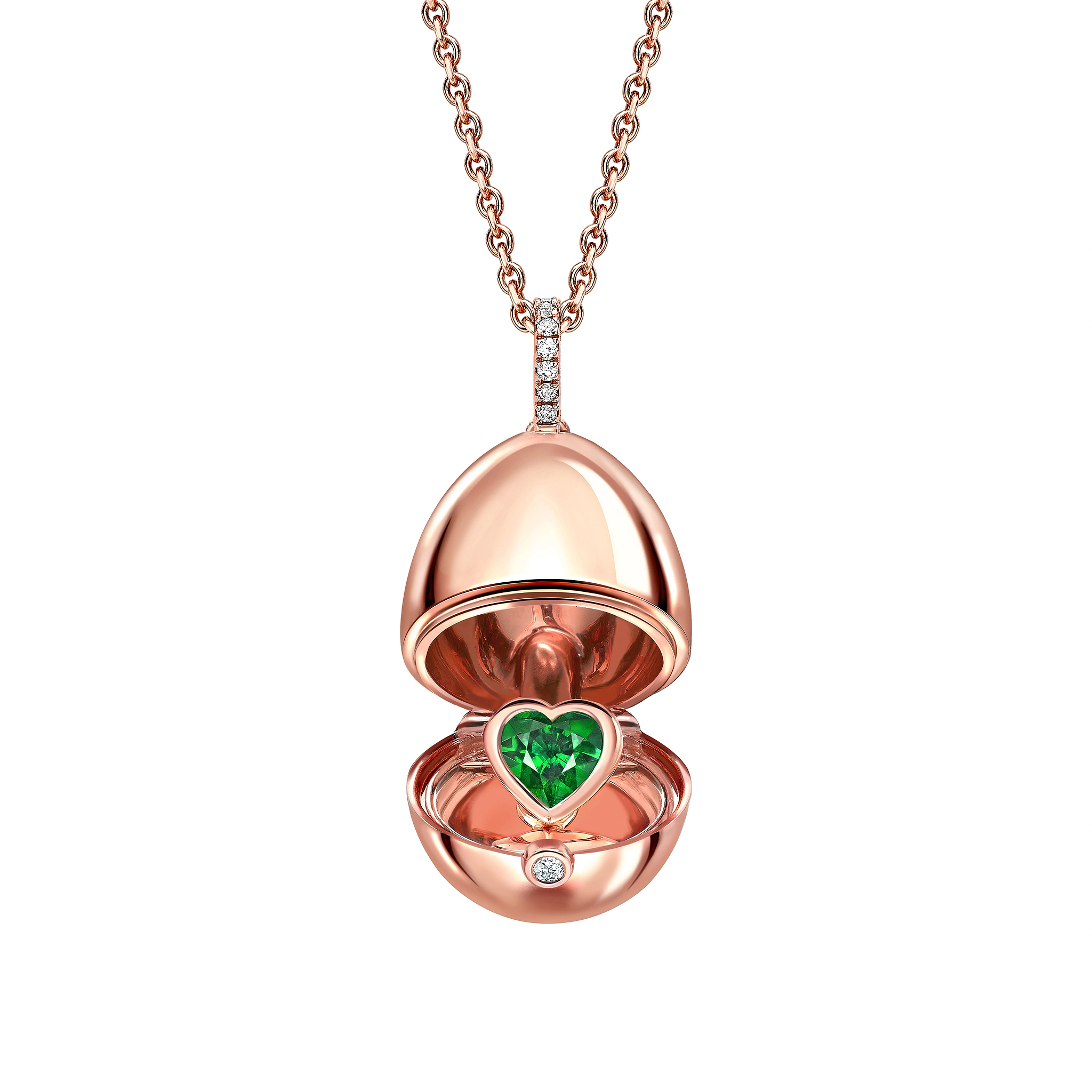 Rose Gold Emerald Heart Surprise Locket | Fabergé