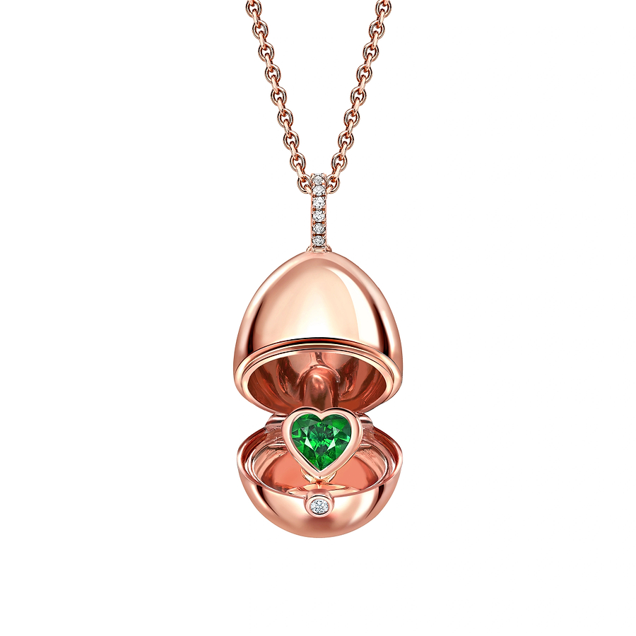 Rose Gold Emerald Heart Surprise Locket | Fabergé