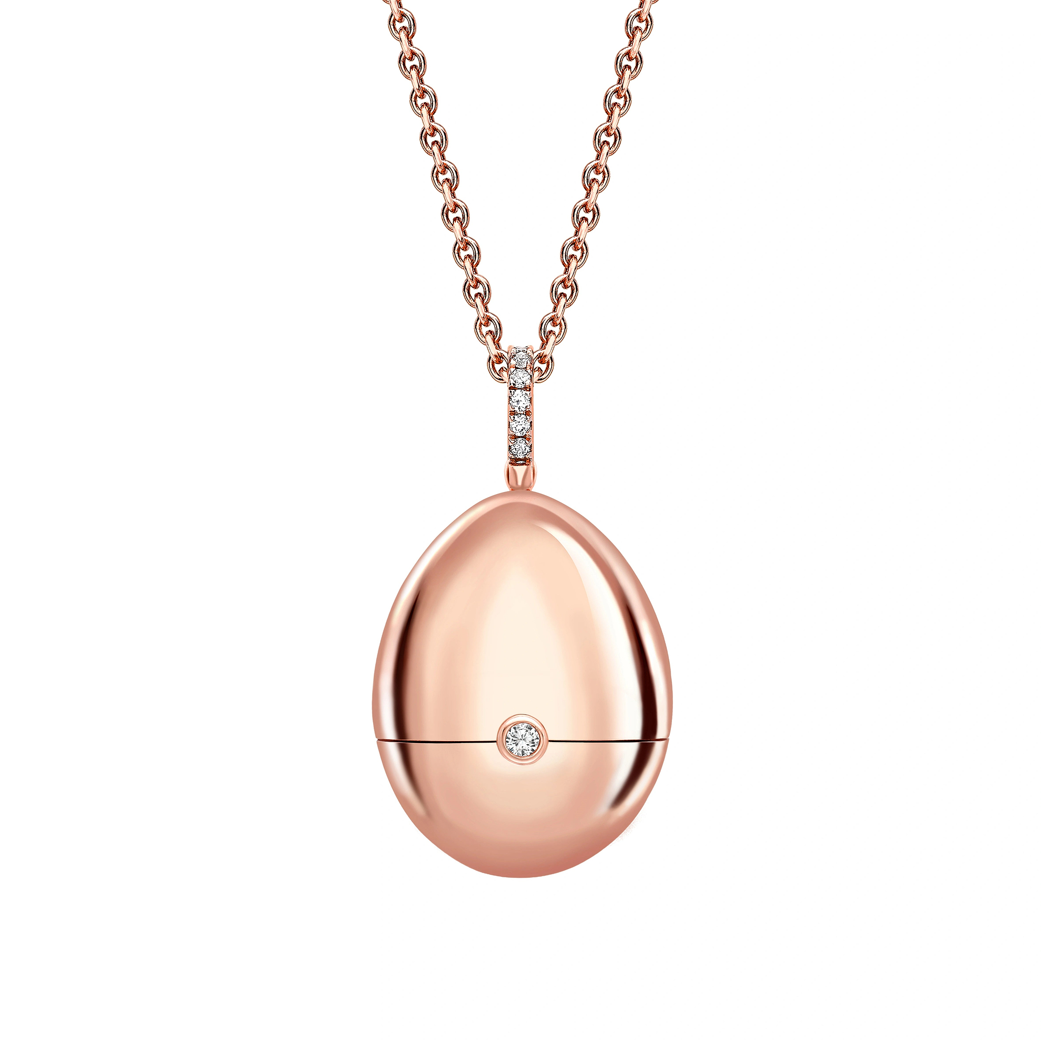 Rose Gold Ruby, Diamond & Pink Lacquer Butterfly Locket | Fabergé